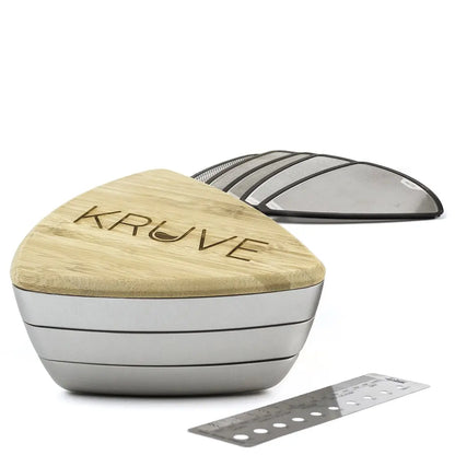 مصفاة قياس حجم الطحن المايكرون من كروف
KRUVE Sifter Base With 5 Interchangeable Grind Sieves Grinder Calibration Tool and Measuring Grind Size