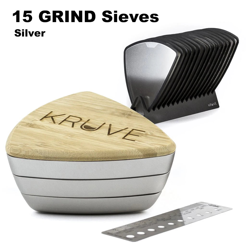 مصفاة قياس حجم الطحن المايكرون من كروف
KRUVE Sifter Base With 5 Interchangeable Grind Sieves Grinder Calibration Tool and Measuring Grind Size